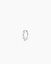14k White Gold Diamond Pavé Single Huggie
