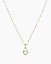 Diamond Heart Padlock Charm Necklace