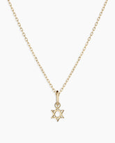 14k Gold Star of David Charm Necklace