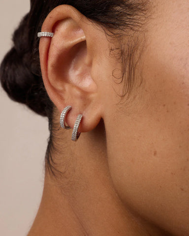 Diamond Double Down Single Huggie