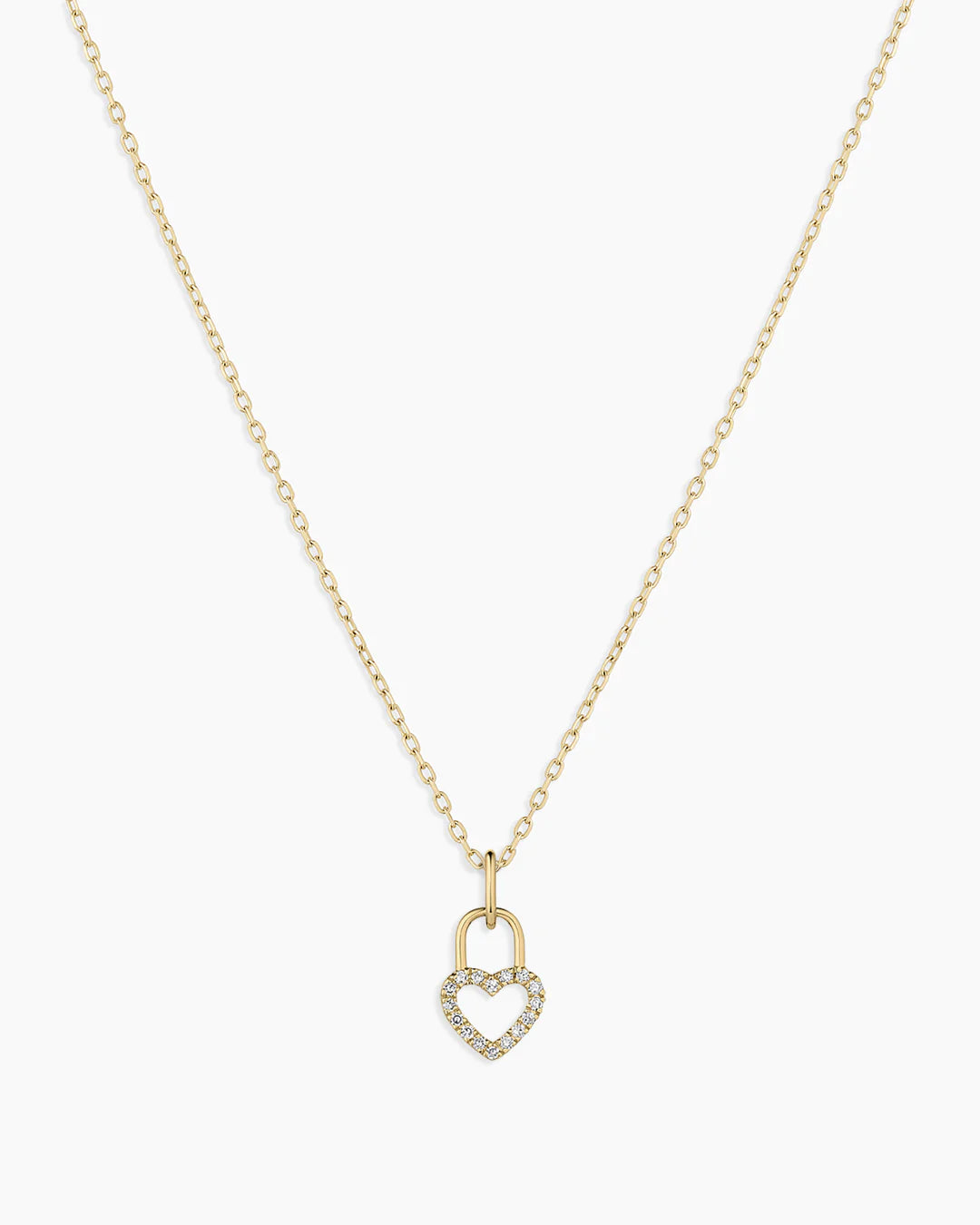 Diamond Heart Padlock Charm Necklace