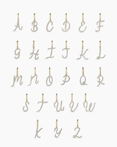 Diamond Script Alphabet Charm