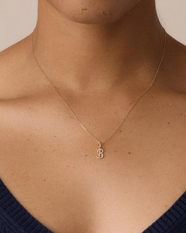 Diamond Script Alphabet Charm