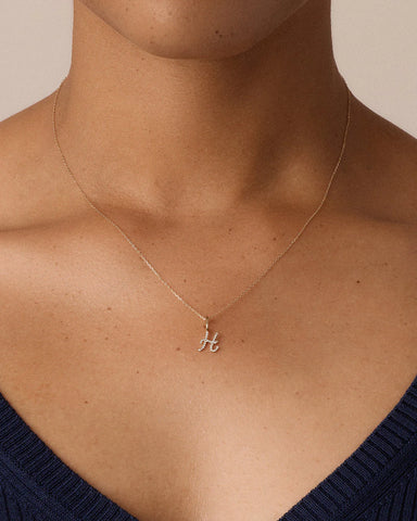 Diamond Script Alphabet Charm