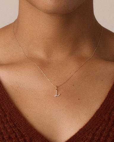 Diamond Script Alphabet Charm