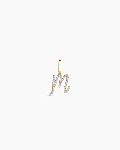 Diamond Script Alphabet Charm