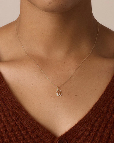 Diamond Script Alphabet Charm