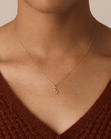 Diamond Script Alphabet Charm