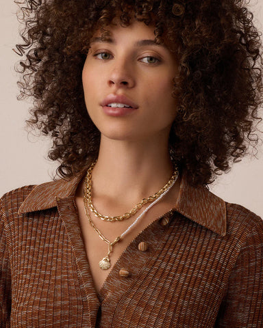 Shimmer Scallop Shell Charm Necklace