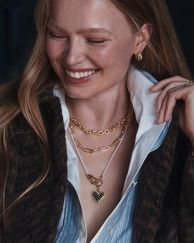 Vintage Heart Dot Charm Necklace