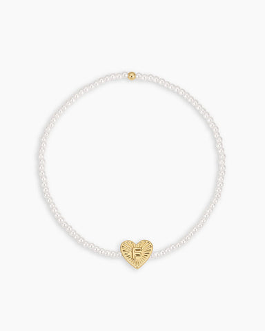 Pearl Vintage Heart Alphabet Bracelet
