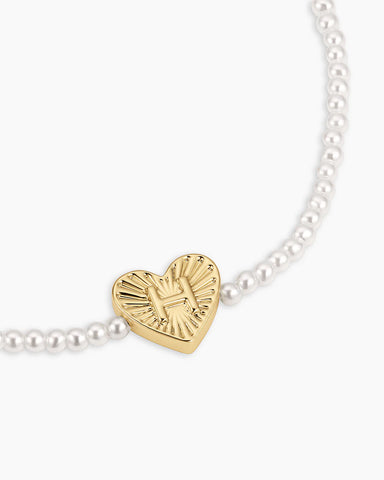 Pearl Vintage Heart Alphabet Bracelet