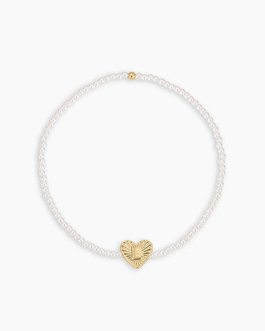 Pearl Vintage Heart Alphabet Bracelet