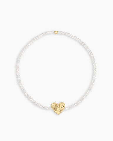 Pearl Vintage Heart Alphabet Bracelet