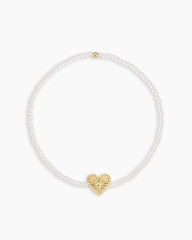 Pearl Vintage Heart Alphabet Bracelet