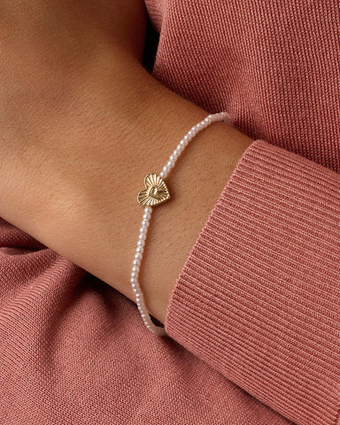 Pearl Vintage Heart Alphabet Bracelet