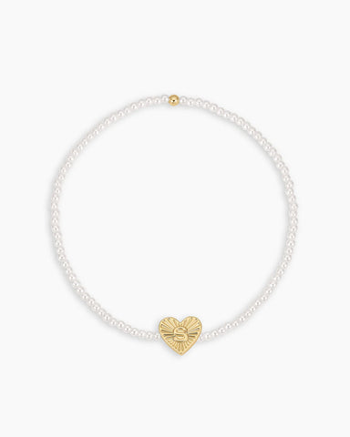 Pearl Vintage Heart Alphabet Bracelet