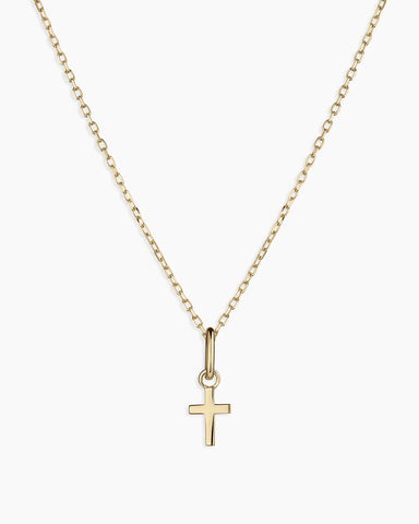 14k Gold Cross Charm Necklace