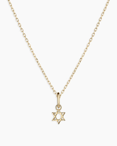 14k Gold Star of David Charm Necklace