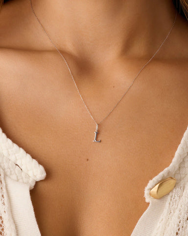 Diamond Vintage Alphabet Charm Necklace