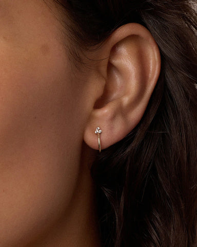 White Sapphire Bali Stud Single Huggie