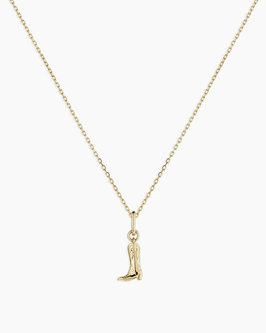 14k Gold Cowboy Boot Charm Necklace