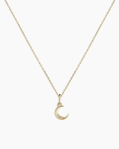 Diamond Crescent Charm Necklace
