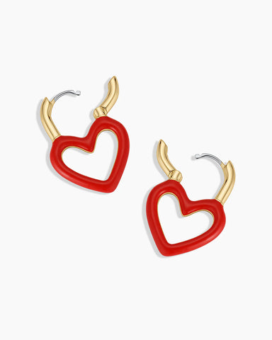 Open Heart Enamel Padlock Hoops