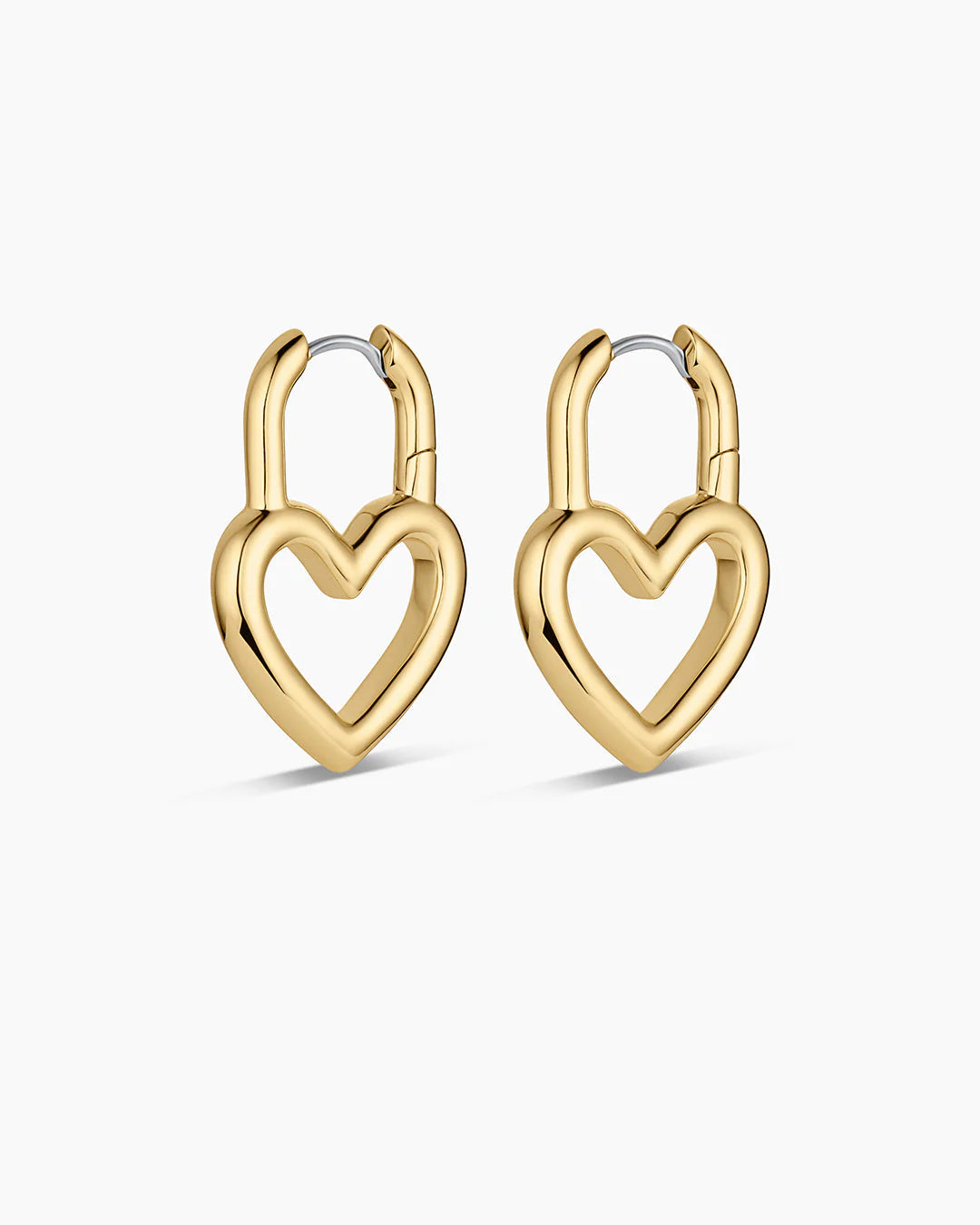 Open Heart Padlock Hoops