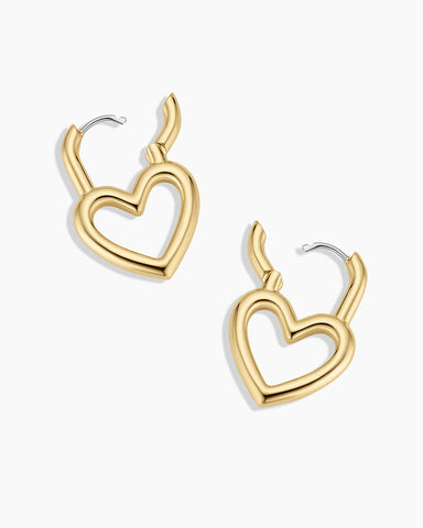 Open Heart Padlock Hoops