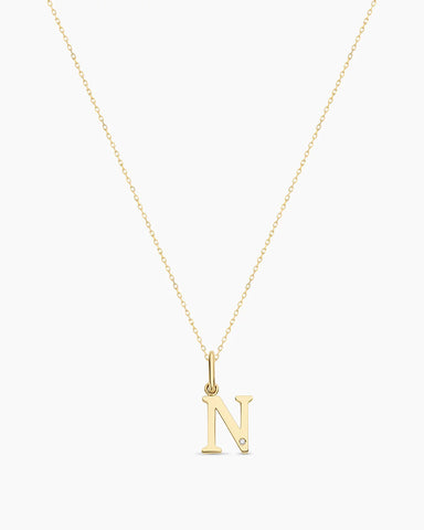 Diamond Vintage Alphabet Charm Necklace
