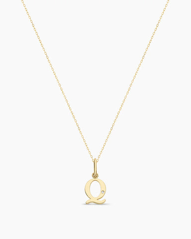 Diamond Vintage Alphabet Charm Necklace