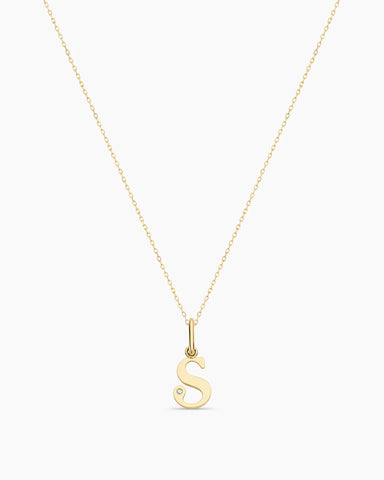 Diamond Vintage Alphabet Charm Necklace