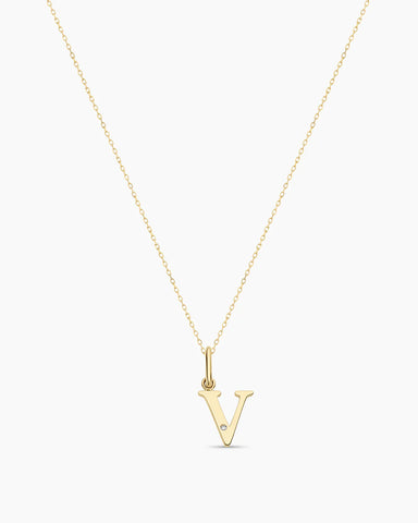 Diamond Vintage Alphabet Charm Necklace