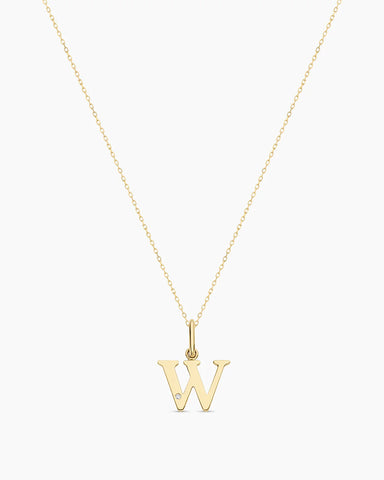 Diamond Vintage Alphabet Charm Necklace