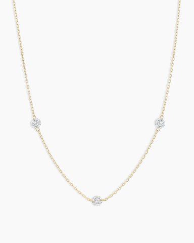Floating Diamond Stationary Trio Necklace